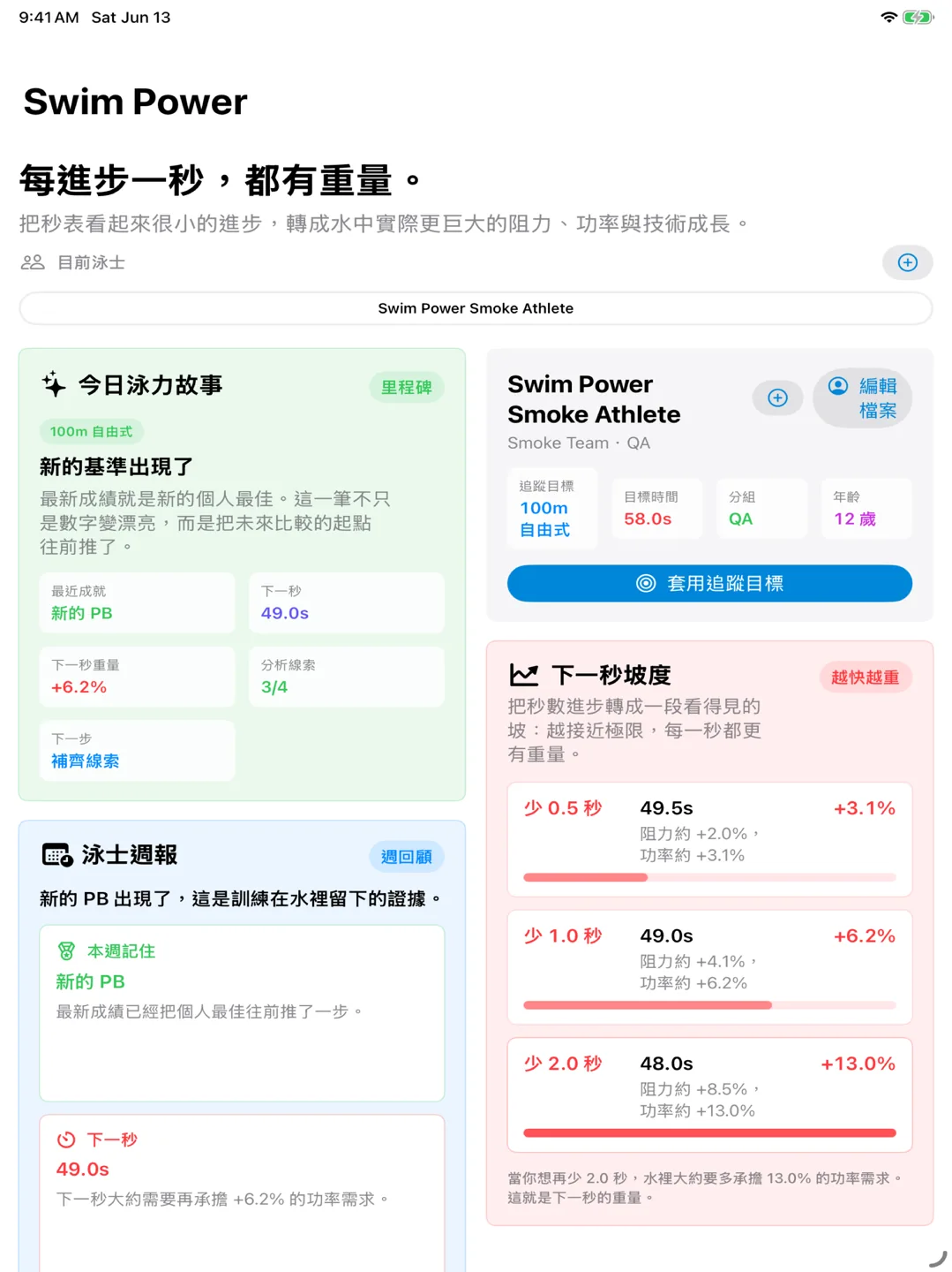 Swim Power · 產品畫面